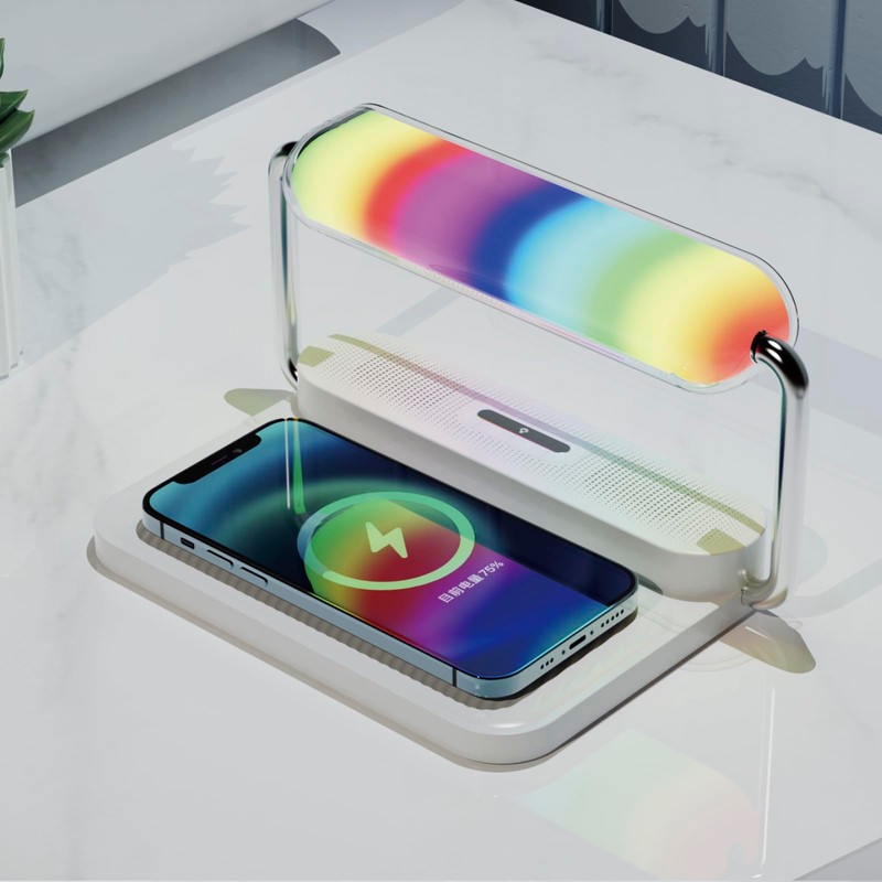 4-in-1 Multifunction Mobile Wireless Charger with Colorful Night Lights, Bluetooth