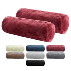 BaSaTex Pack of 2 Bolster Cushion Covers 15 x 40 cm Cashmere Touch | Bolster Cover Oeko-Tex Certified | 100% Microfibre Plush | Colour: Bordeaux