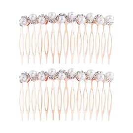 2 Pcs Pearl Hair Side Comb Rhinestone Hair Comb Clips Wedding Crystal Hair Combs Decorative Hair Clip Combs Bridal Hair Side Piece Elegant Hair Accessories Multi 1