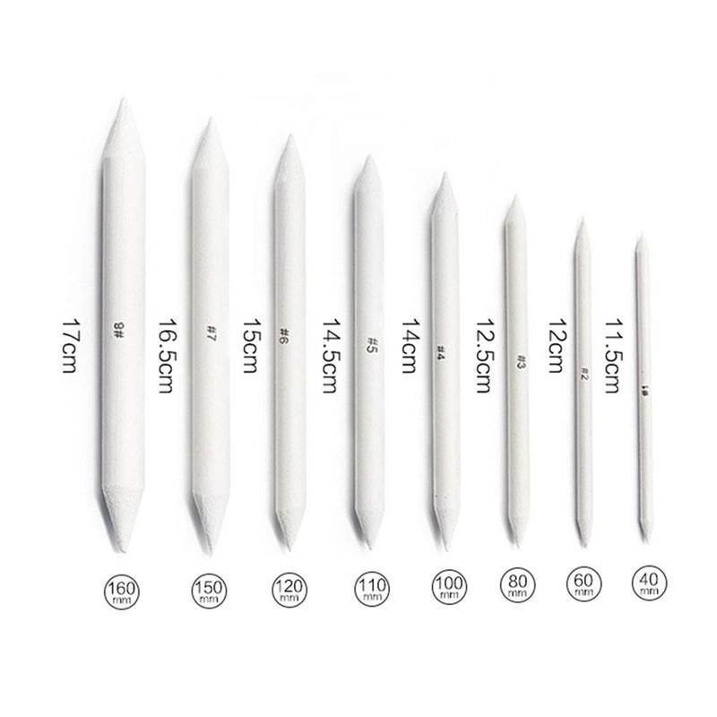Pack of 24 Students Sketching Drawing Accessories Blending Stumps and