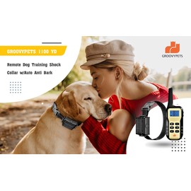 1100 YD Remote Dog Training Shock Collar with Auto Anti Bark,100 Levels of Adjustable Static Stimulation and Vibration for Small Medium Large Dogs (2-Dog Set)