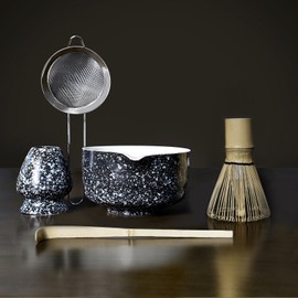 SOOCVWOLF 5 Pcs Matcha Whisk Set, Ceramic Matcha Whisk for Tea Ceremony, Matcha Set Whisk and Bowl, Matcha Set for Making Latte Drinks, for Matcha Lover and Starters(Spotty Black)