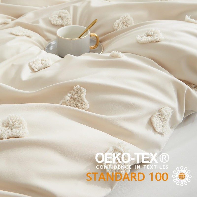 Lanqinglv Beige Bed Linen 135 x 200 cm Boho Tufted