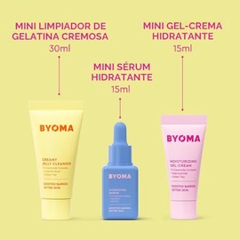 BYOMA Set Tan Hidratante - Set de Reparación de Barrera para el Cuidado de la Piel - Limpiador Cremoso en Gel, Suero Facial Hidratante y Crema Facial de Ceramida para Piel Seca - Antiarrugas, Cuidado