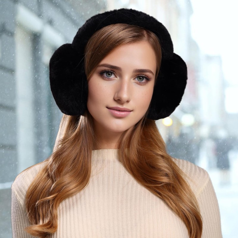 Dwenarry 1/2 Pieces Ear Warmers Women's Winter Plush Earmuffs Fluffy
