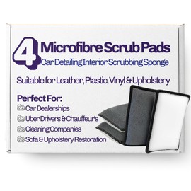 CA Detailing Interior Scrubbing Wash Pad – Pack of 4 Dual-Sided Car Cleaning Sponges for Deep Interior Detailing – Safe on Leather, Vinyl, Plastic – Reusable Auto Scrubbers for Seats & Panels