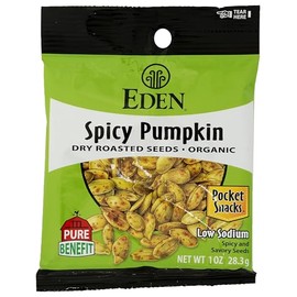 Eden Organic Spicy Pumpkin Seeds, Dry Roasted, Pocket Snacks, 1 Ounce (Pack of 12)