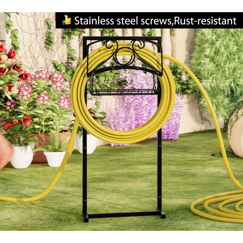 Fire Beauty Heavy-Duty Portable Garden Hose Holder with Storage Basket,120+