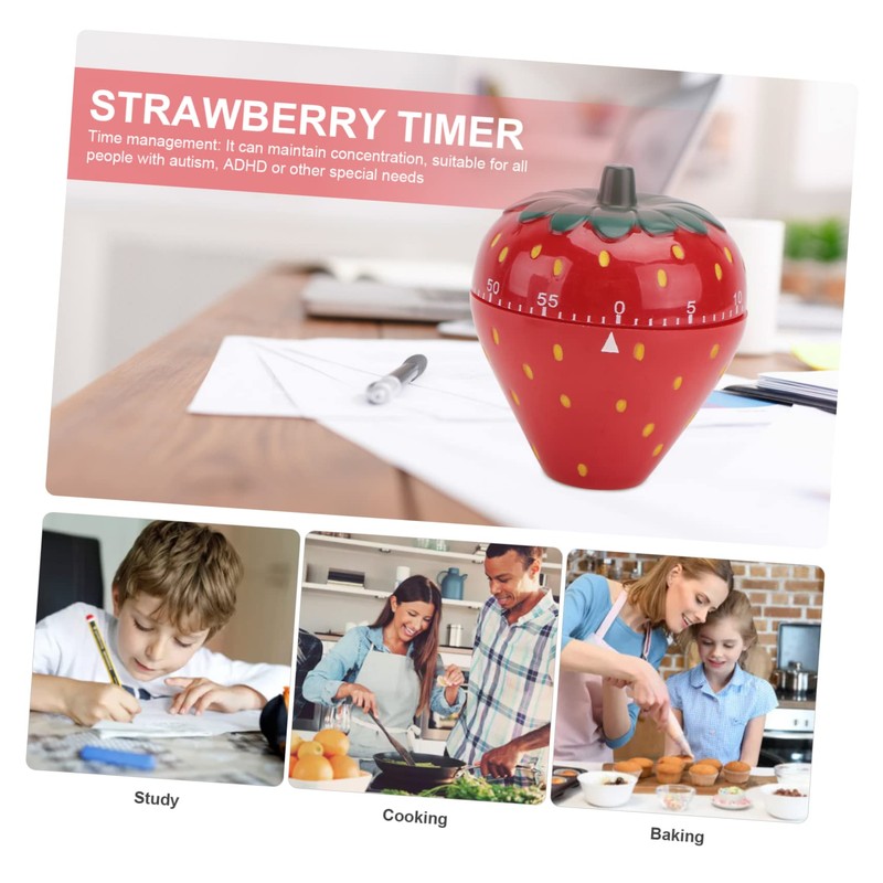 Ciieeo 1Pc Strawberry Shaped Mechanical Timer Cute Household Baking Timer
