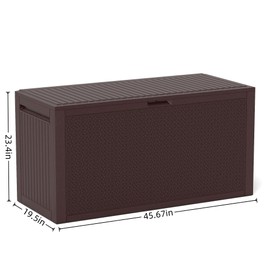 ZYJOYY 90 Gallon Resin Deck Box, Weatherproof Outdoor Storage Box for Patio, Garden, Pool, and Yard, Lockable Waterproof Bin for Tools, Cushions, and Accessories, Brown