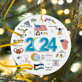 NewEleven 2024 Christmas Ornament, 2024 Year in Review Christmas Tree Ornaments, Memorable 2024 Christmas Decor Gifts, Decorative Gifts for Friends, Coworker, Family - Ceramic Christmas Ornaments