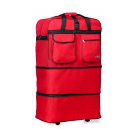 Pod 30" / 36" / 40" Expandable Rolling Wheeled Duffle bag Spinner Luggage suitcase (Red, 30-inch)