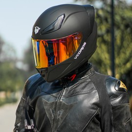 VCOROS Full Face Motorcycle Helmet for Unisex-Adults DOT Approved WS-609 Motorbike Street Bike Racing Helmets with Visor（Matte Black-R,L）