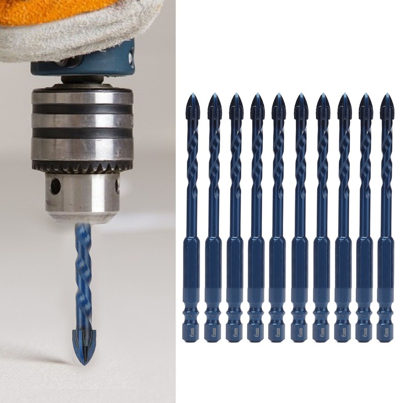 10Pcs Cross Spearhead Drill Bit Carbide Bits with 1/4in Hex