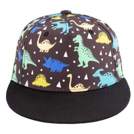 Kids Boy Girl Baseball Cap Baby Sun Hat Adjustable Toddler Trucker Hats with Flat Brim for Summer Outdoor (Dinosaur, 4-6T)