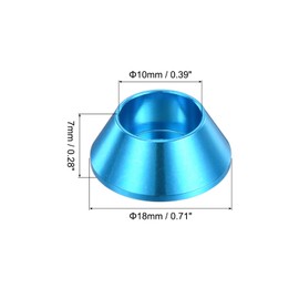 QUARKZMAN Set of 10 M6 Cone Cup Washers Anodized Aluminum Gaskets Cone Countersunk Washers for Screw RC/FPV/PC/Drone/Mechanical Accessories Model Parts (Light Blue)