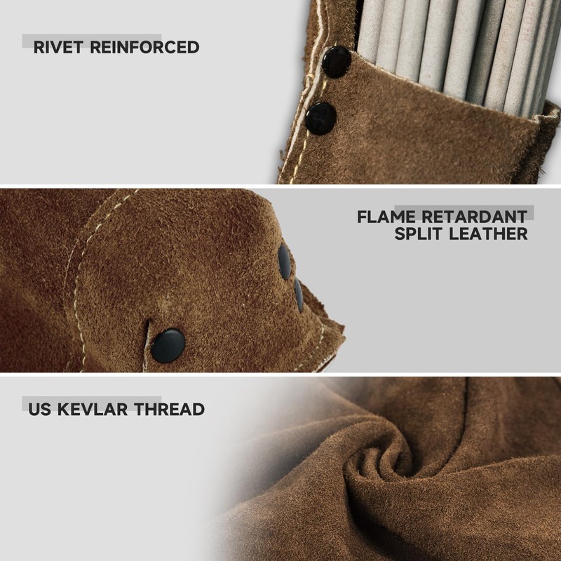 YESWELDER Flame Retardant cowhide leather welding rod holder, Thickened electrodes