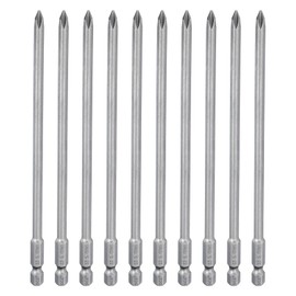 sourcing map 10pcs #1 Phillips Screwdriver Bit PH1 1/4" Hex Shank 6" (150mm) Long Magnetic S2 Steel Industrial Grade Screw Driver Bit Cross Head Electric Drill Bits 0.197" (5mm) Rod