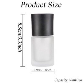 2PCS 30ML 1oz Empty Clear Frosted Glass Pump Bottles with Black Pump Head Liquid Foundation Container Vial Jars Cosmetic Makeup Storage Holder Organizer for Lotion Essence Emulsion Sample