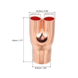 PATIKIL 5/8" x 3/8" x 3/8" ID Tee Tee Y Type Copper Fitting, 2 Pcs Welding Joint Split Union Intersection for HVAC, Air Conditioning Refrigeration System