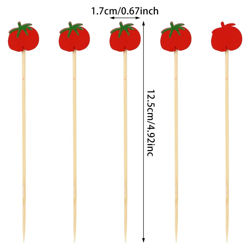 Honbay 100PCS Tomato Bamboo Cocktail Picks Fruit Food Hamburger Toothpicks