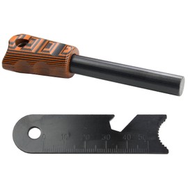 StonerCNC Fire Starter 3/8" Bushcraft Ferro Rod with G10 Handle Multi-Functional Fire Striker and Lanyard Included Ideal for Camp Cooking, Camping & Hiking (Orange Black)