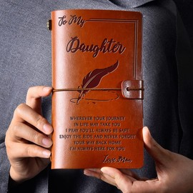 SagaSave Graduation Birthday Gifts, For Dad From Daughter Son, Leather Diarybook Presents 100 Pages Notebook Travel Journal For Christmas, Father’s Day Gifts (Type1)