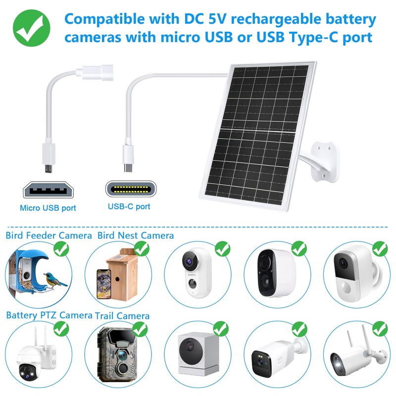 Zivif 13W 5V Solar Panel for Security Cameras, Solar Charger