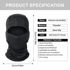 EVD-X Balaclava Pasamontañas Militar Táctico, Motocicleta, Multifuncional, Termico, Ciclismo, Protección UV, Sol, Viento, Polvo (White)