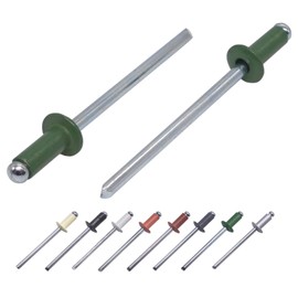 Pack of 100 Painted Blind Rivets 3.2 x 8 mm, Dome Head, DIN 7337, Aluminium Rivets and Steel Mandrel, Pop Rivets (100, Leaf Green RAL 6002)