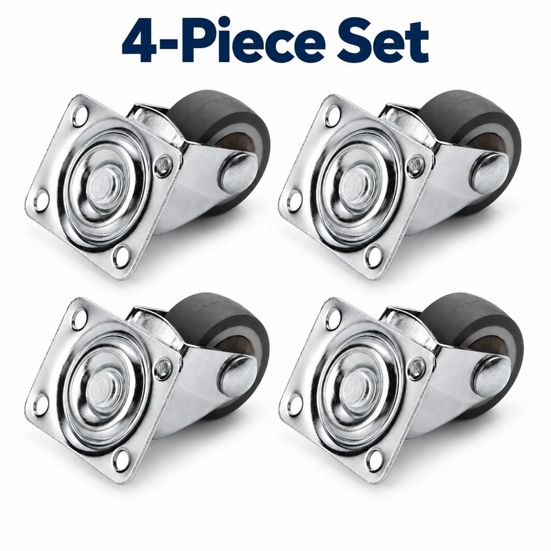 Swivel Furniture Casters with Soft TPR Rubber Wheels – 4-Piece