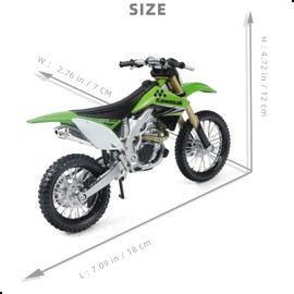 Risopen 1:12 Scale Dirt Bike compatible for Kawasaki KX450F Motorcycle Model Mini Supercross Motorcross Moto Model Collection or Gift for Adult Kid Boy (Green)