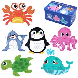 BBLIKE Children's Puzzle 6 Pictures Puzzles Children's Puzzle from 3 Suitable for Boys and Girls Children's Puzzle from 3 4 5 Years (Sea Animal)