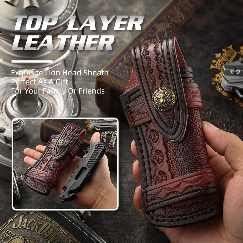 Leather Pocket Knife Pouch with 5 "Folding Knife Holster with