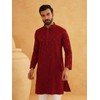 Sojanya (Since 1958 Men'S Cotton Embroidered Sequinned Maroon Long Kurta