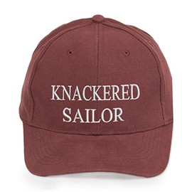 4sold Ancient Mariner, Captain Cabin Boy Crew First Mate Yachting Baseball Cap Inscription Lettering Maroon White (KNACKERED Sailor)