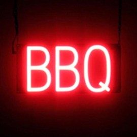 SpellBrite BBQ Sign | Barbecue-Related Sign with Neon Look, Red LED Light Source | 13.1" x 6.3"