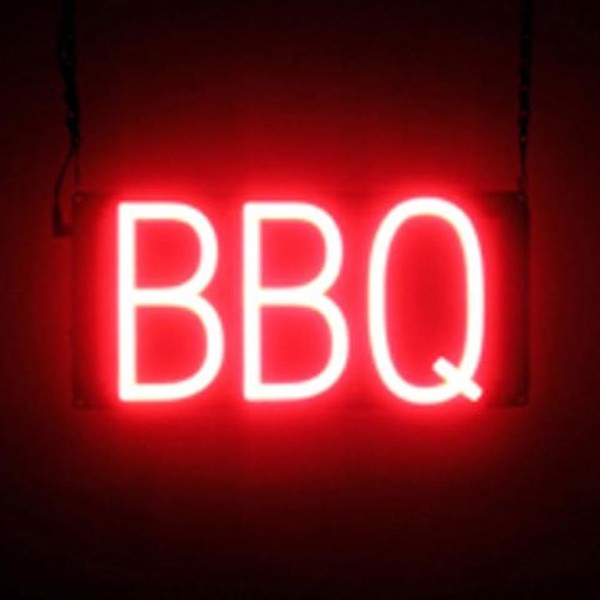 SpellBrite BBQ Sign | Barbecue-Related Sign with Neon Look, Red
