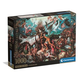 Clementoni - Puzzle 1000 Pieces Art for Adults and Boys, Museum Collection, Theme Fall of the Angel Rebels by Bruegel, Compact Box, Poster Included, Gift Idea Made in Italy, 70 x 50 cm