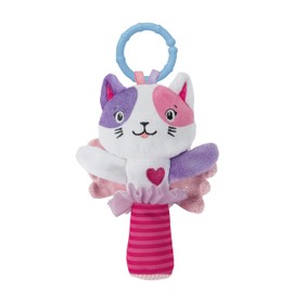 Clementoni - 17784 Lovely Cat Rattle - Newborn Rattle Soft Plush Baby Toy Pram Play Strengthens Motor and Sensory Skills 100% Machine Washable