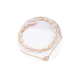 ZMANYIJEW Starfish Seashell Necklace for Women Bohemian Puka Shell Necklace Layered Sequins Starfish Conch Seashell Choker Necklaces for Women