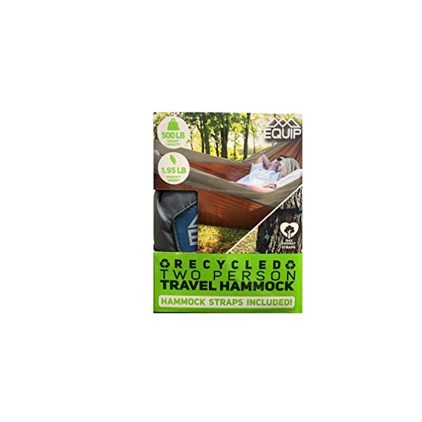 2 Person Travel Hammock with Straps Gray/Blue Holds 500lbs