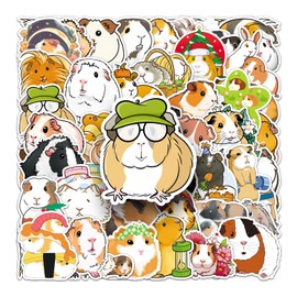 50 Pcs Guinea Pig Vinyl Stickers,Guinea Pig Graffiti Stickers,Vinyl Waterproof Sticker for Kids Teens Girls,for Phone Laptop Bottles Skateboard Computer Phone Luggage Guitar Gifts Sticker