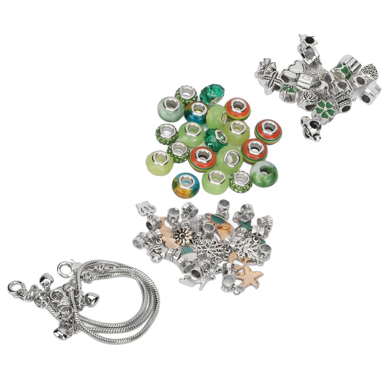 Charm Bracelet Making Kit Basic Bracelets Colored Beads Pendants Jewelry