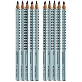 Faber-Castell 111997-12 Jumbo Grip Pencils, Hardness: B, Barrel Colour: Silver (Pack of 10)