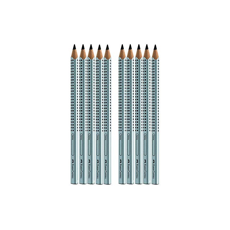 Faber-Castell 111997-12 Jumbo Grip Pencils, Hardness: B, Barrel Colour: Silver