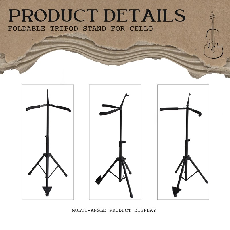 WHELPAW Adjustable Cello Stand with Bow Holder - Secure &