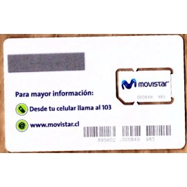 MOVISTAR CHILE, MINI / STANDARD SIZE SIM CARD, UN-ACTIVATED FOR SWAP / REPLACEMT