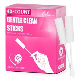(40-Pack) Calvana White Absorbing Sponge for Females, Awkward Essentials, Soft and Comfortable Design, Long Handle Easy Grip, Individually Packaged