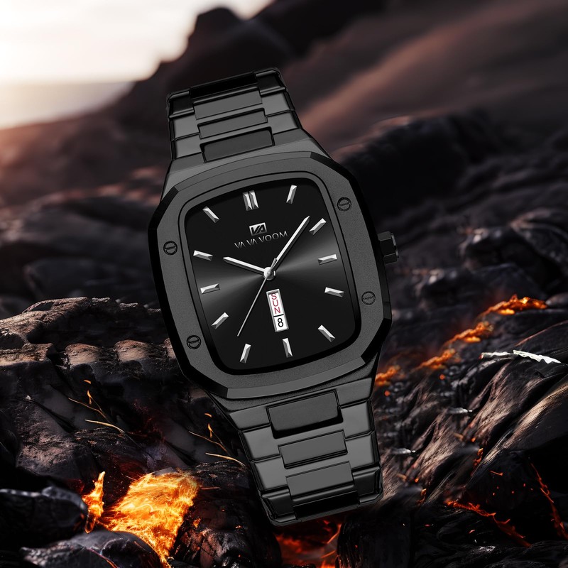 Cuadrado Reloj de Pulsera para Hombre de Acero Inoxidable con